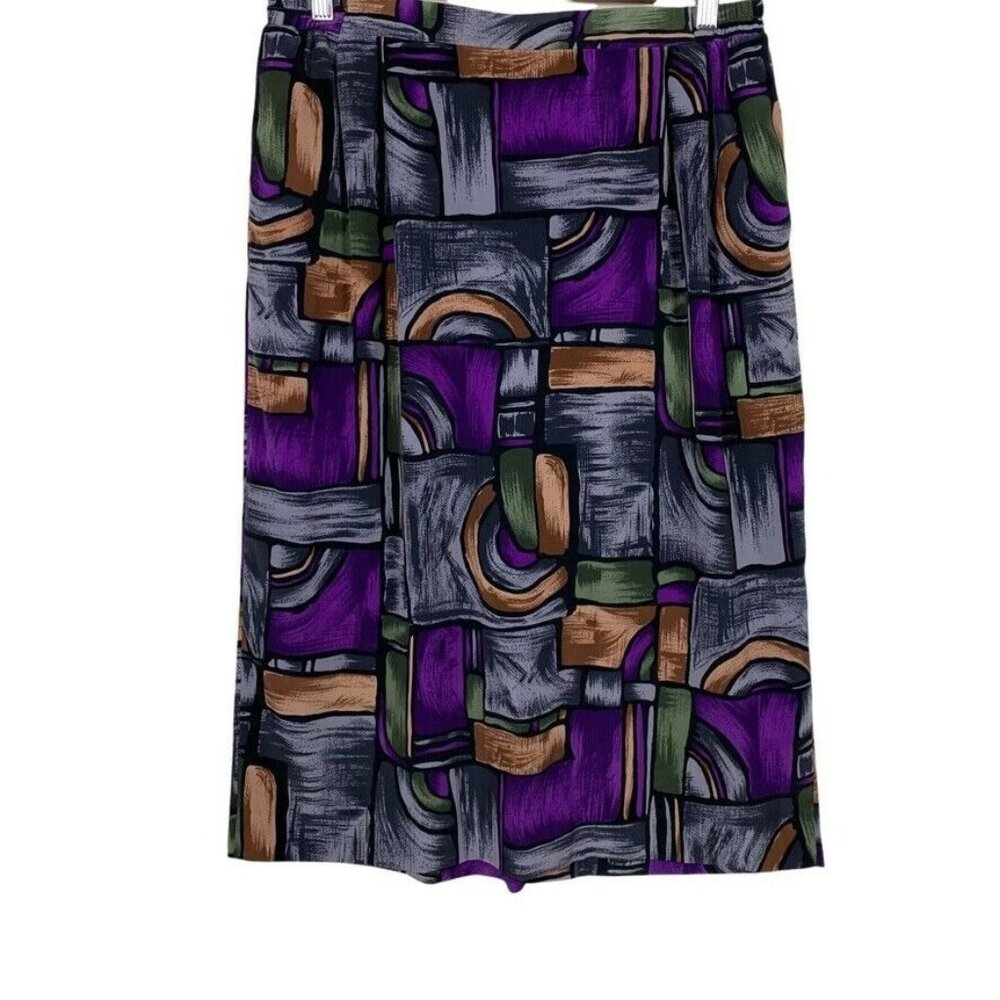 Vintage Skirt Size 16 Robbie Sport Pleated Back Slit Stretch Waist 90s Style